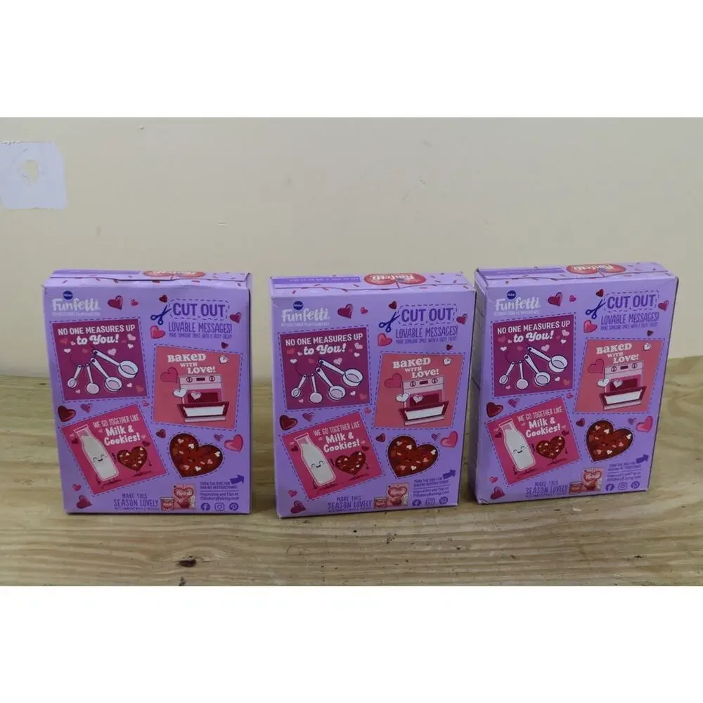 New Pillsbury Doughboy 3 Funfetti Red Velvet Cookie Mix Heart Bit Valentine